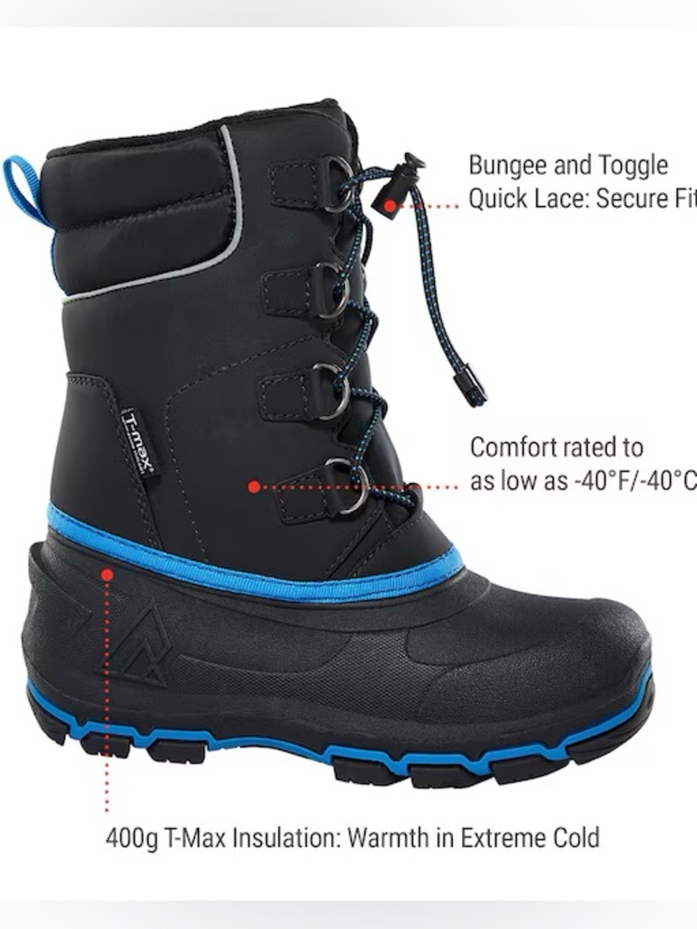 BRAND NEW boy youth ripzone subzero winter snow boots size 11 (-40C to -50C)